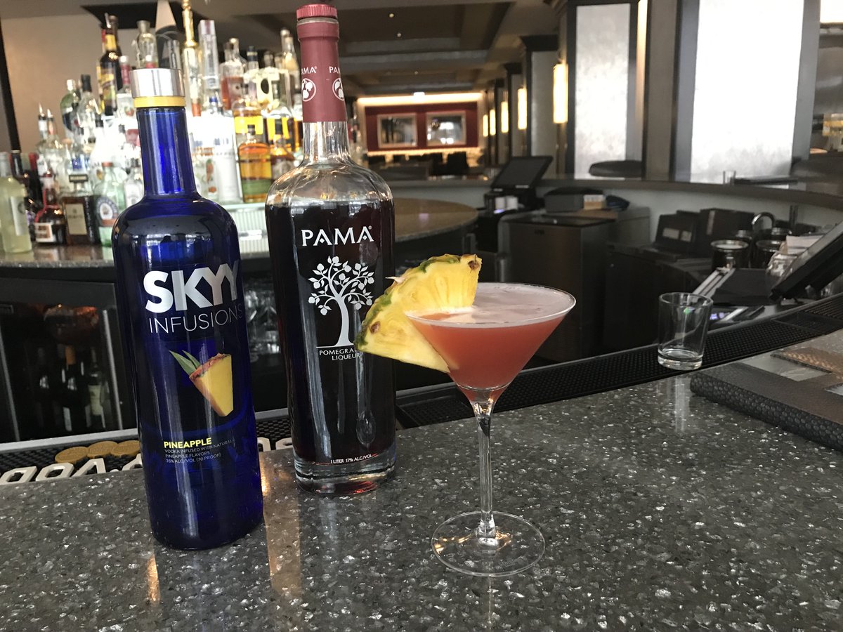 Come try our new summer drink, the “Hidden Gem,” in our Adamus Lounge! It's made with Pineapple SKYY Vodka, PAMA, pineapple juice and pomegranate grenadine.