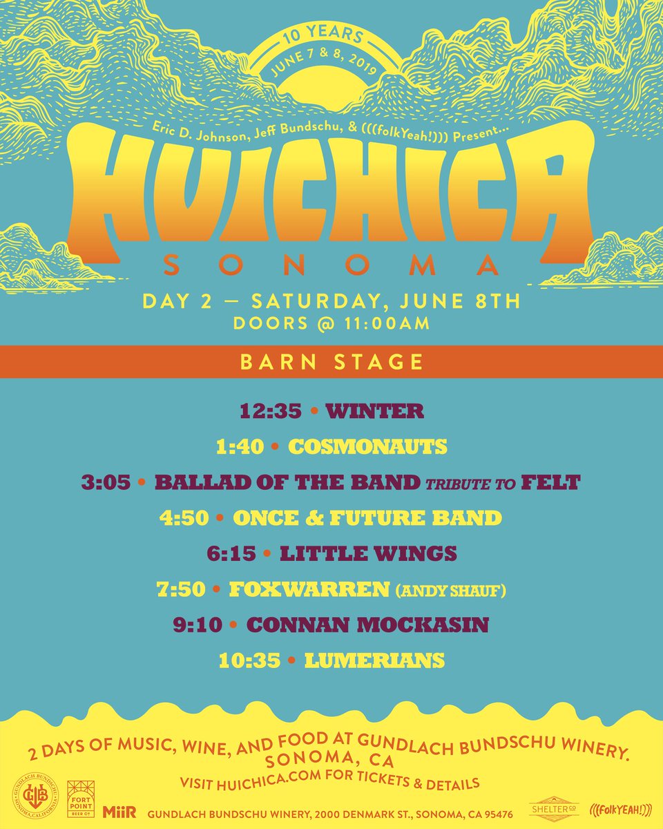 Foxwarren (@foxwarrenband) on Twitter photo This Saturday we'll be at the beautiful Gundlach Bundschu Winery for <a href="/Huichica/">Huichica Music Festival</a> Sonoma Festival alongside a whole load of other great artists.
Our set time is below. Make sure to grab your tickets ASAP - they're going fast!
Tix here: eventbrite.com/e/huichica-son… This Saturday we'll be at the beautiful Gundlach Bundschu Winery for <a href="/Huichica/">Huichica Music Festival</a> Sonoma Festival alongside a whole load of other great artists.
Our set time is below. Make sure to grab your tickets ASAP - they're going fast!
Tix here: eventbrite.com/e/huichica-son…