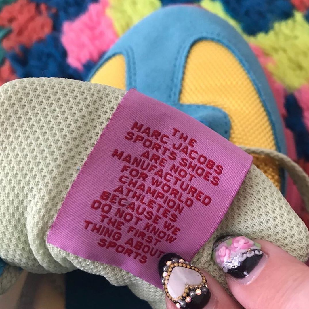 “The Marc Jacobs sports shoes are not manufactured for World champion athletes because we do not know the first thing about sports” ©️ Nicholas Newbold 👟👟 #gotmine! #THE #thejogger #themarcjacobs 💕 Anna Barber