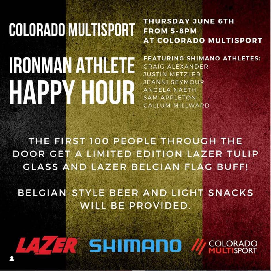 Boulder athletes and those in town for <a href="/IRONMANtri/">IRONMAN Triathlon</a> Boulder this weekend, join myself and other <a href="/RideShimano/">RideShimano</a> athletes at <a href="/COMultisport/">Colorado Multisport</a> this evening. Should be fun and informative.