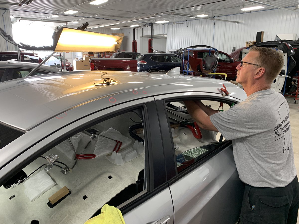 If you’re ever in need of “paintless dent repair,” due to hail damage or minor bumps, this guy right here, is one of the best in the area and we have him on our team! Call us today to schedule your free estimate and we’ll put Keith on the job!  #dentrepair #shepherds