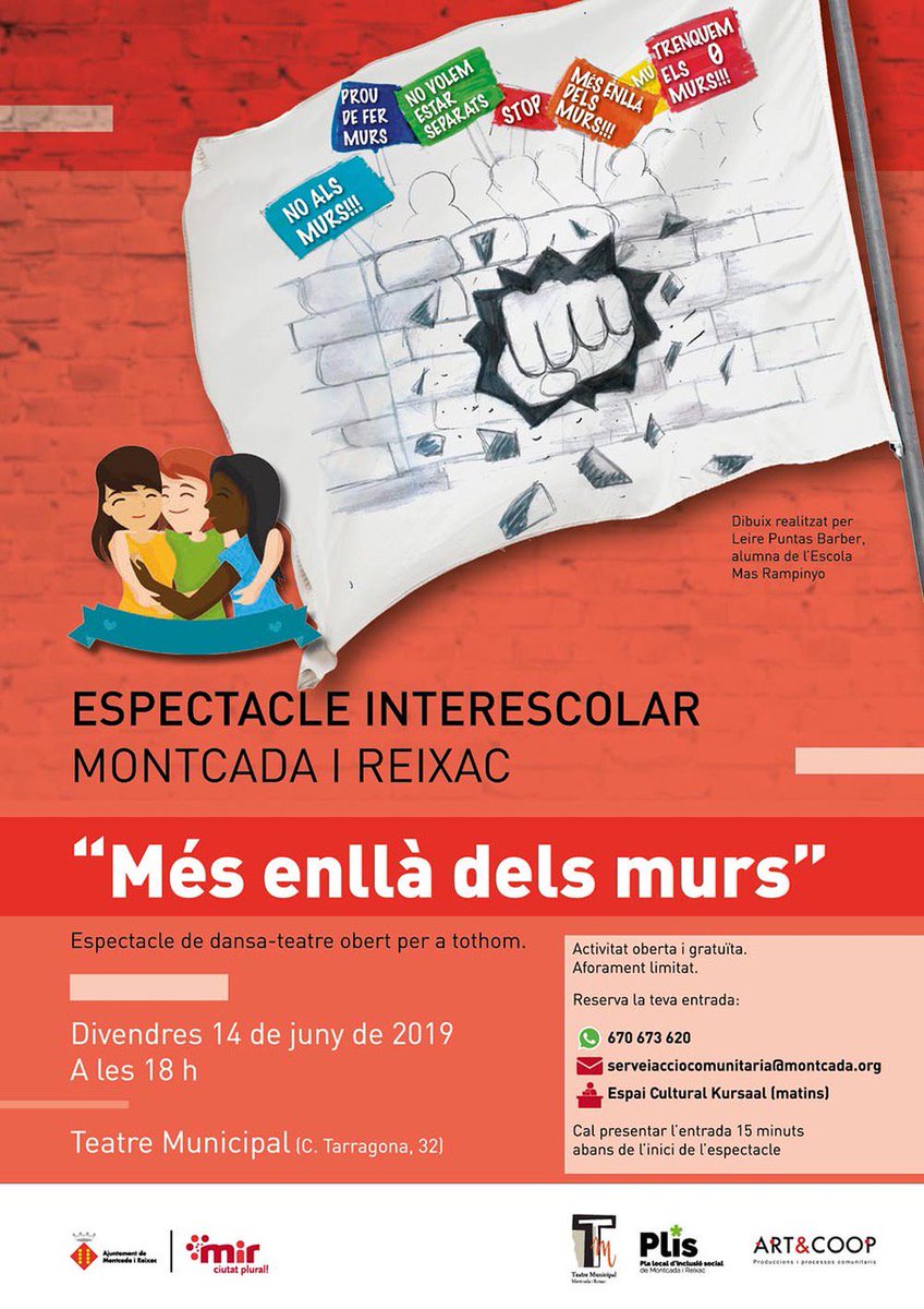artandcoop's tweet photo. ⏰ ... D'aquí una setmana estrenem... #MésEnllàDelsMurs! Us ho perdreu? 

🗓 Divendres 14 de juny a les 18h
📌 @TeatreMontcada

#teatreinterescolar #teatrecomunitari #murs #teatre #educació #culturaieducació @JAlvarezBanal  @estherph12 https://t.co/LyApCJb4Js