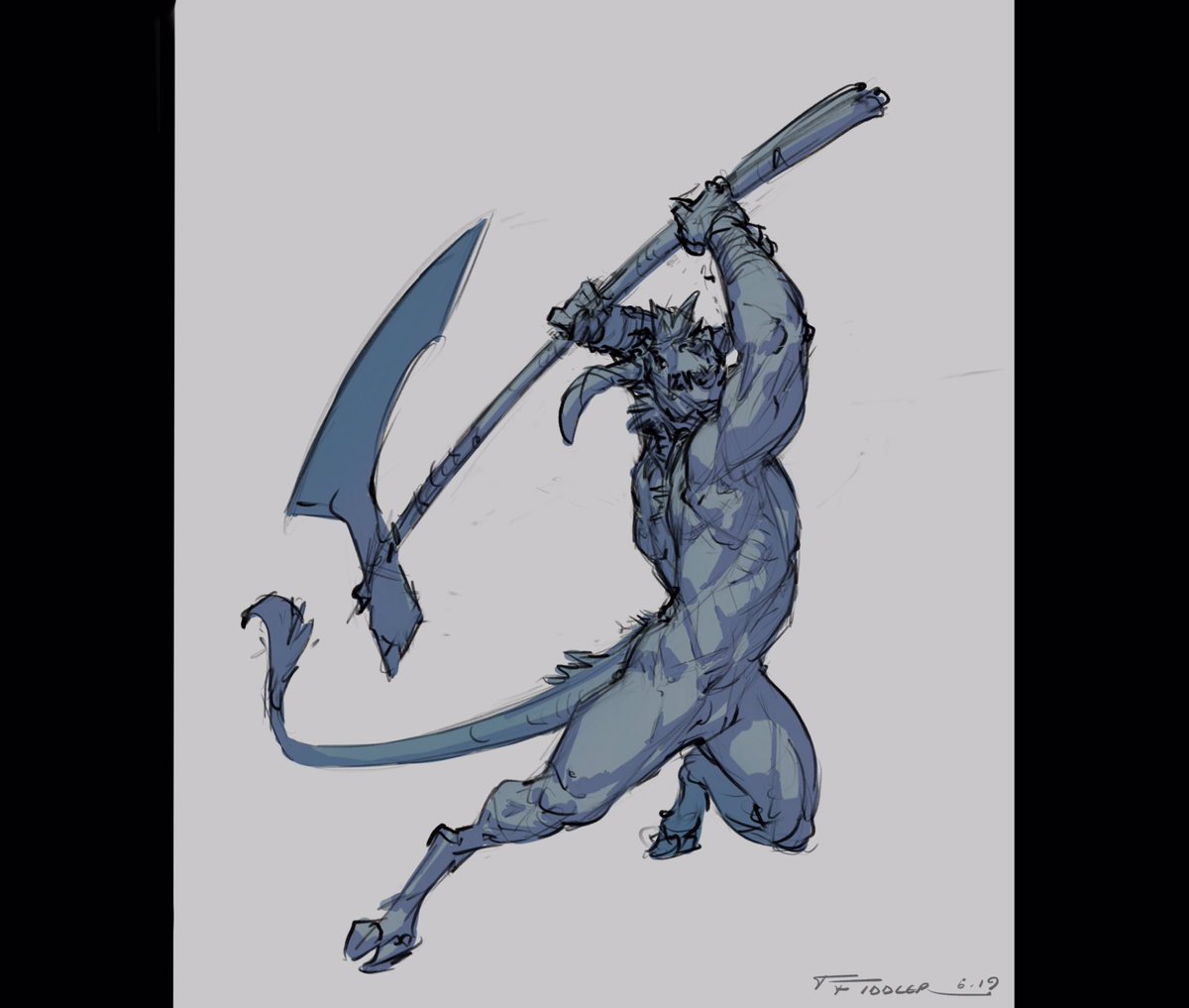 Action Pose Swinging Axe | Letter G Decoration