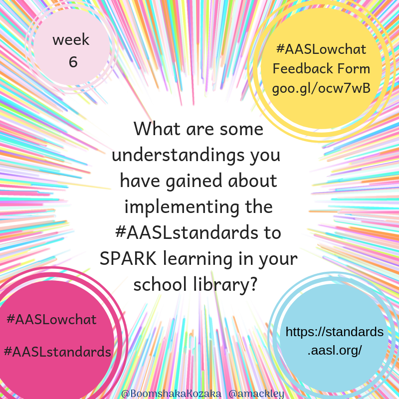 amackley's tweet photo. W6:Q2 “Ensuring that learners can use information resources in deliberate and reflective ways is essential to deep inquiry learning.” (Curate 43) In reflection, share an #AASLstandards understanding you gained to SPARK learning in your school library. #AASLowchat @aasl https://t.co/uapt0OvMf3