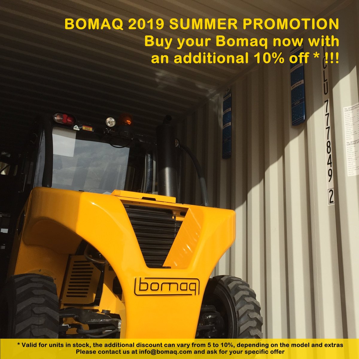 New summer promotion! Take your new Bomaq at an exceptional price thanks to this month's special discounts!