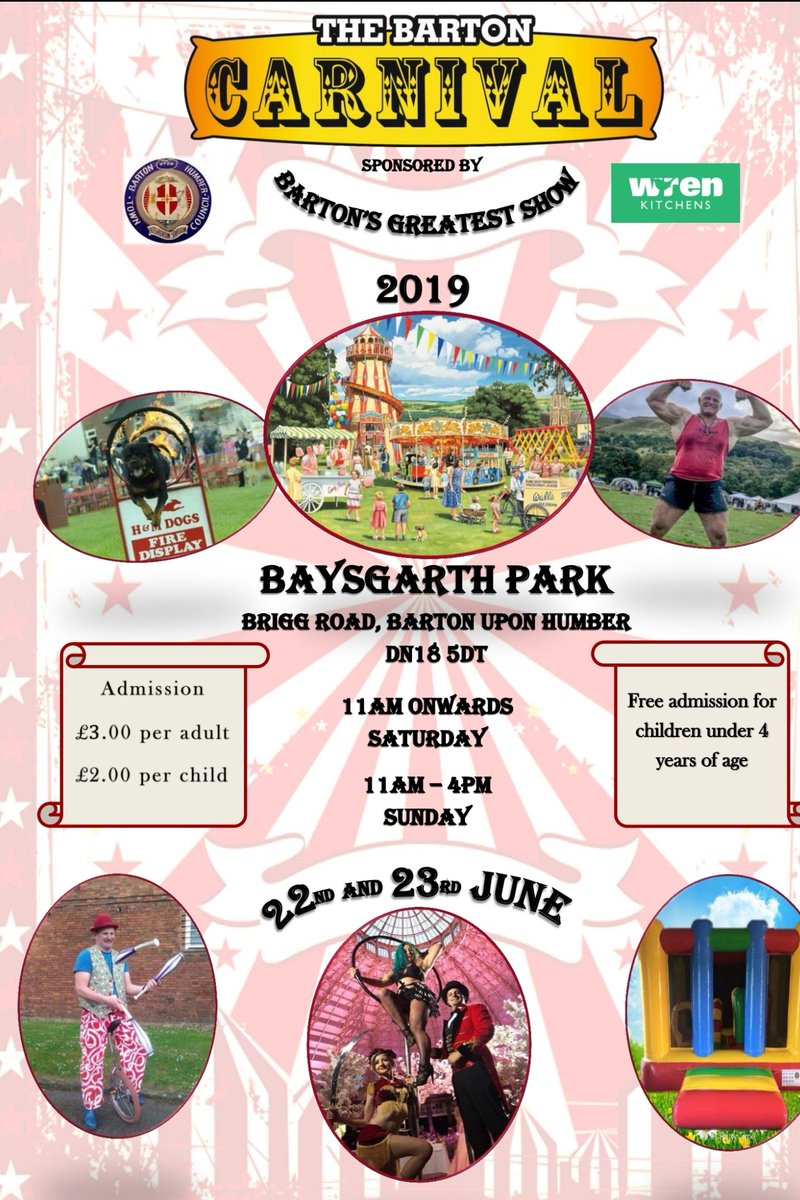 Dont forget its just over 2 weeks until the Barton Carnival
<a href="/VisitNorthLincs/">Visit North Lincs Biz</a> <a href="/ScunthorpeLive/">Scunthorpe Live</a> @KCFM_radio @LincsFM <a href="/RadioHumberside/">BBC Humberside</a>