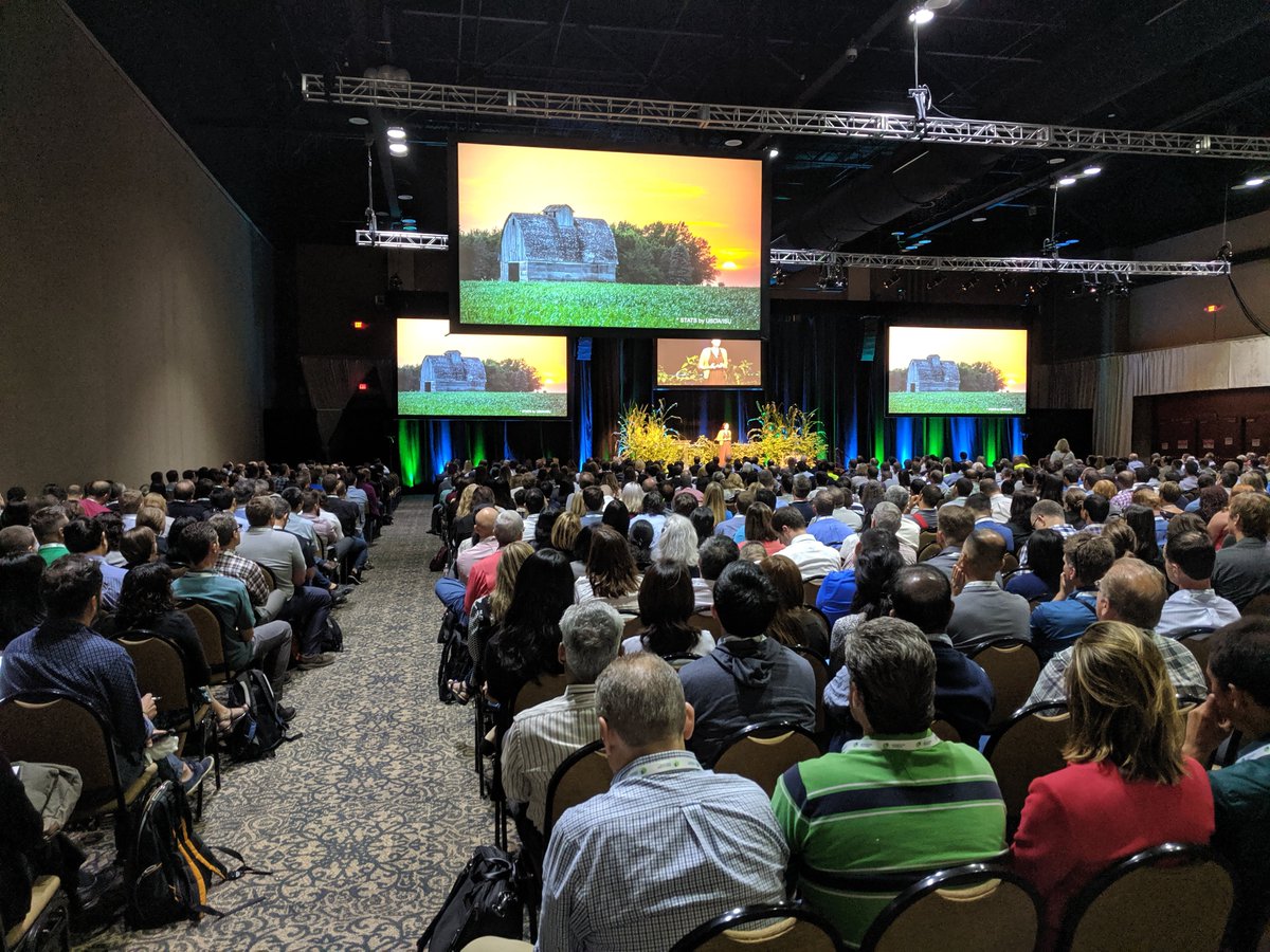 SamEathington's tweet photo. Does your company walk the talk when it comes to a culture of innovation? Spending time this week at our company-wide science meeting. 2k people, countless posters, talks, and sidebars all about delivering new #agtech to farmers. #peopledevelopment #climatelife #agriculture https://t.co/2m86NH6vhp
