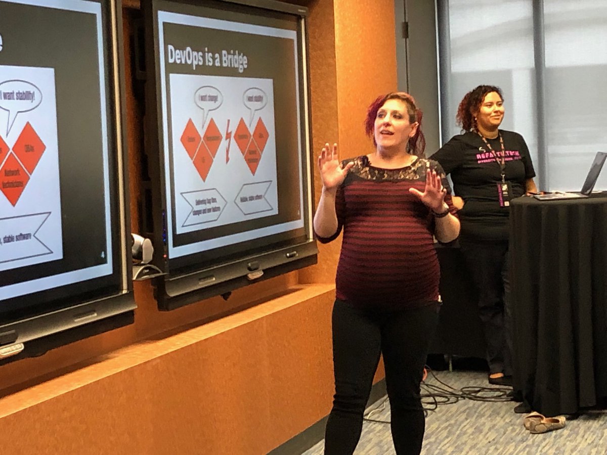 ratracegrad's tweet image. My co host on @codeprepio podcast giving a talk where she makes docker sexy. Never thought it would be possible but she made it work. @RefactrTech #refactr #refactrtech