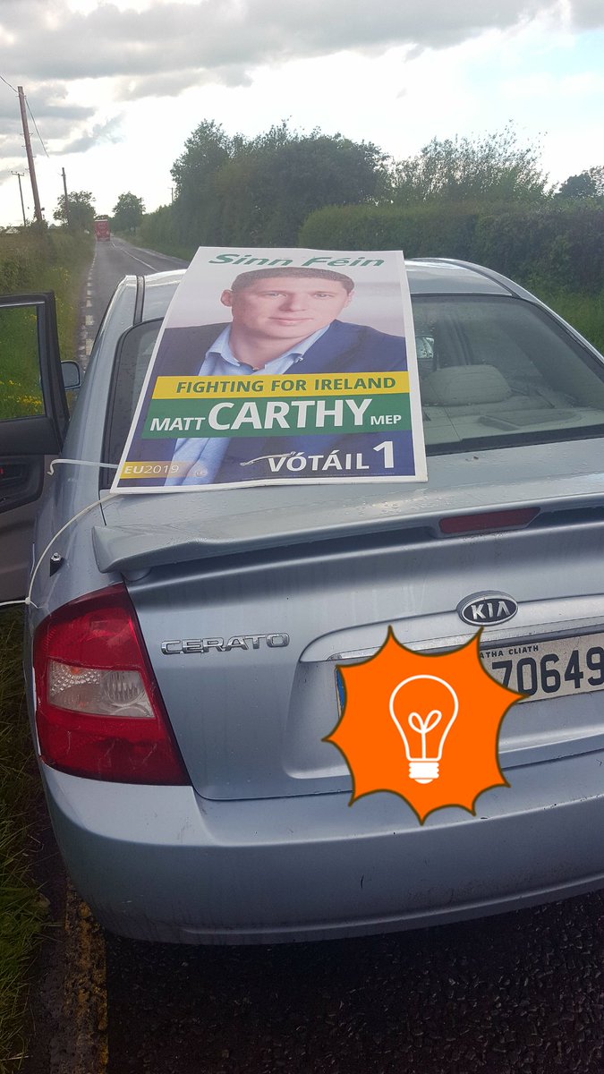 AthyFein's tweet photo. Poster put back up in South kildare. 
But not for long..  😎 
We were on it.. like a car bonnet. 
People should really grow up.. 
@mattcarthy @sinnfeinireland https://t.co/kmBVnPrVZ2