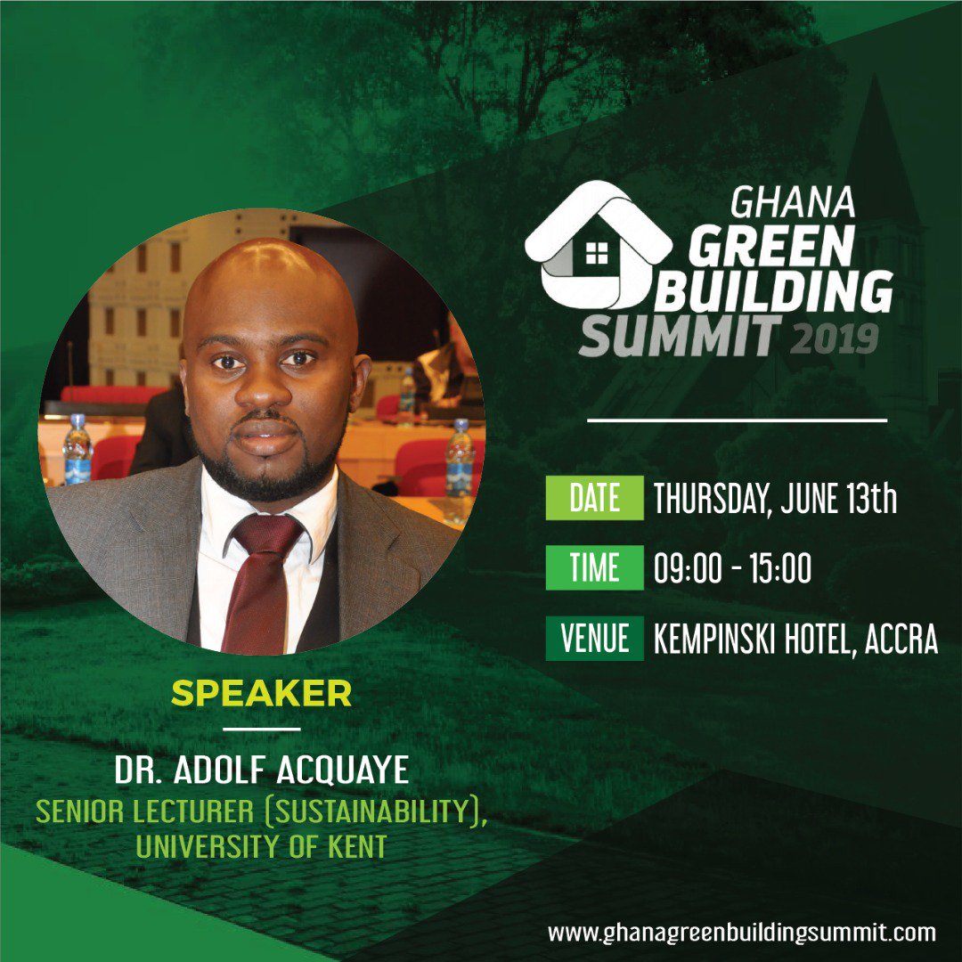 It's just a week to go to the 2nd Ghana Green Building Summit 2019  lnkd.in/dNtPuYN 

Getting excited about quality of resource people and speakers.. here are a few 1/3