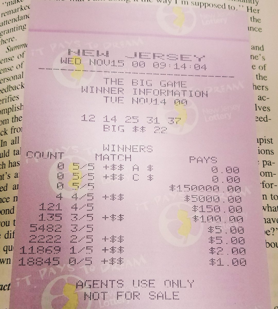 SullivanLibrary's tweet photo. It's amazing what you can find in a book. Sometimes it's information, sometimes it's a good story and other times it's a New Jersey lottery ticket from almost 19 years ago! #dcsullivanlibrary #foundinthestacks #dominicancollege #librarybooks https://t.co/kk1cwMP9eL