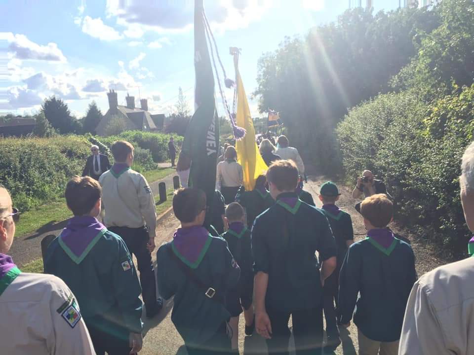 DYCGrafton's tweet photo. Tonight the Young People of 1st Middleton Cheney Scouts paraded through Chacombe for the 75th Anniversary of DDay. Very proud of these tonight. @GDScouts @NorthantsScouts  #DDay75 #Skillsforlife https://t.co/bi26QmBntF