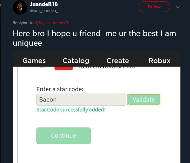 Myusernamesthis V Twitter Nenoyt18l 1 Your Roblox Username Isnt In There And 2 That Aint The Confirmation Screen Twitter - code bacon when you buy robux and or bc