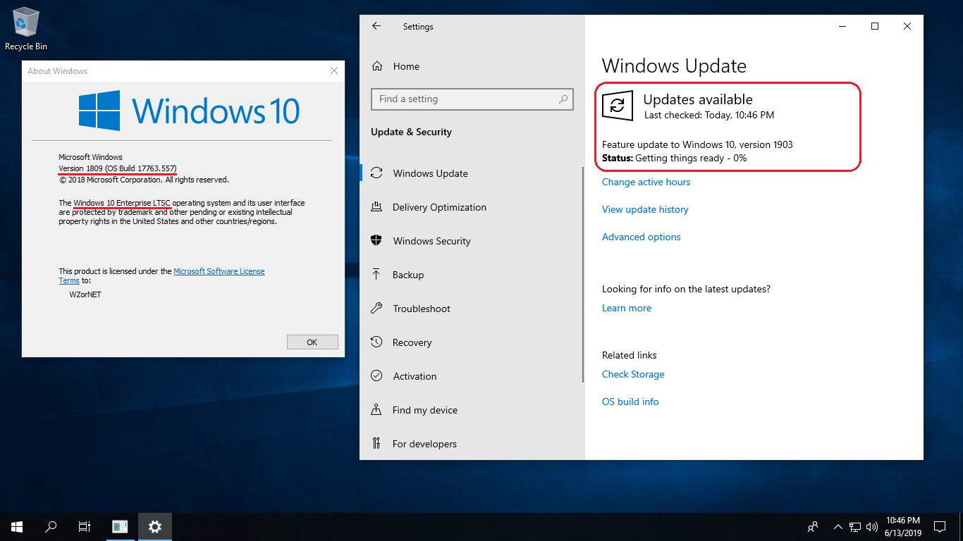 🔮WZor👁️ on Twitter: "🤔👉What's happening? 🕶️Anyone from Microsoft can explain? ❗️It is proposed to update Windows 10 Enterprise LTSC 2019, Version 1809 to the new Windows 10, Version 1903, #May2019Update 🤪but don't