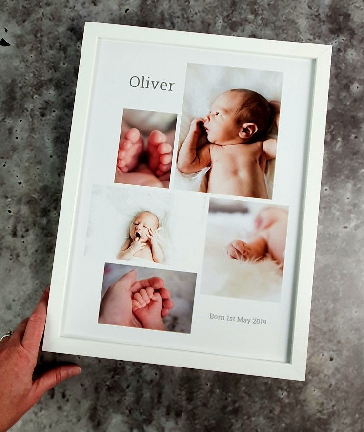 Make a personalized photo collage with your baby photos using our staggered template. It looks amazing and no one will believe you made it in between feeding and naps and cuddles! Head to PosterCandy.com.au and select Custom Collages, choose size 30x40cm portrait.