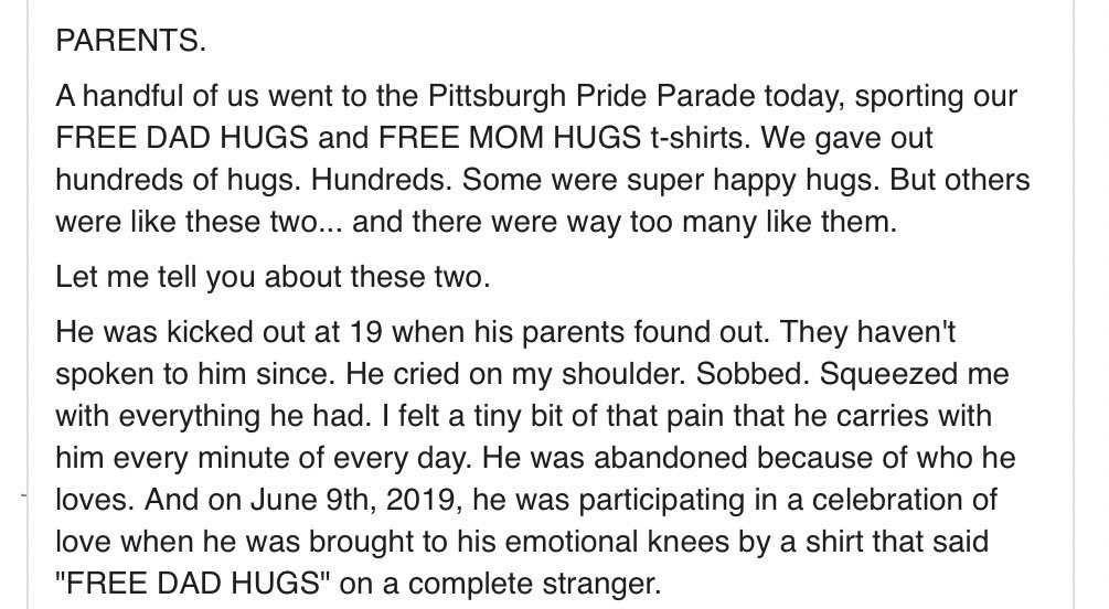 FierceRobert's tweet image. From Scott “Howie” Dittman, free Dad Hugs At Pittsburgh Pride