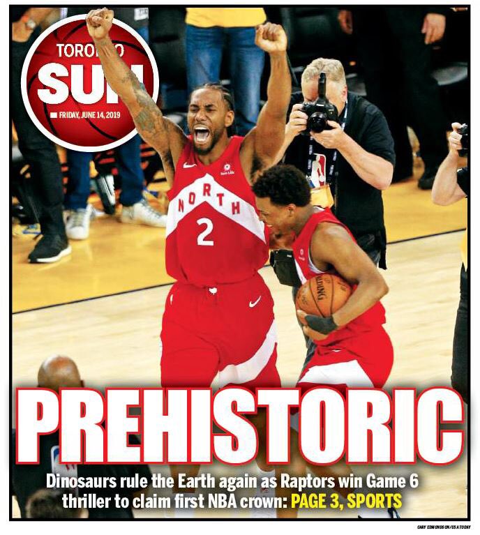 AdrienneBatra's tweet photo. @TheTorontoSun winning fronts @Raptors #NBAFinals #WeTheNorth https://t.co/I8Z6PTdQE7