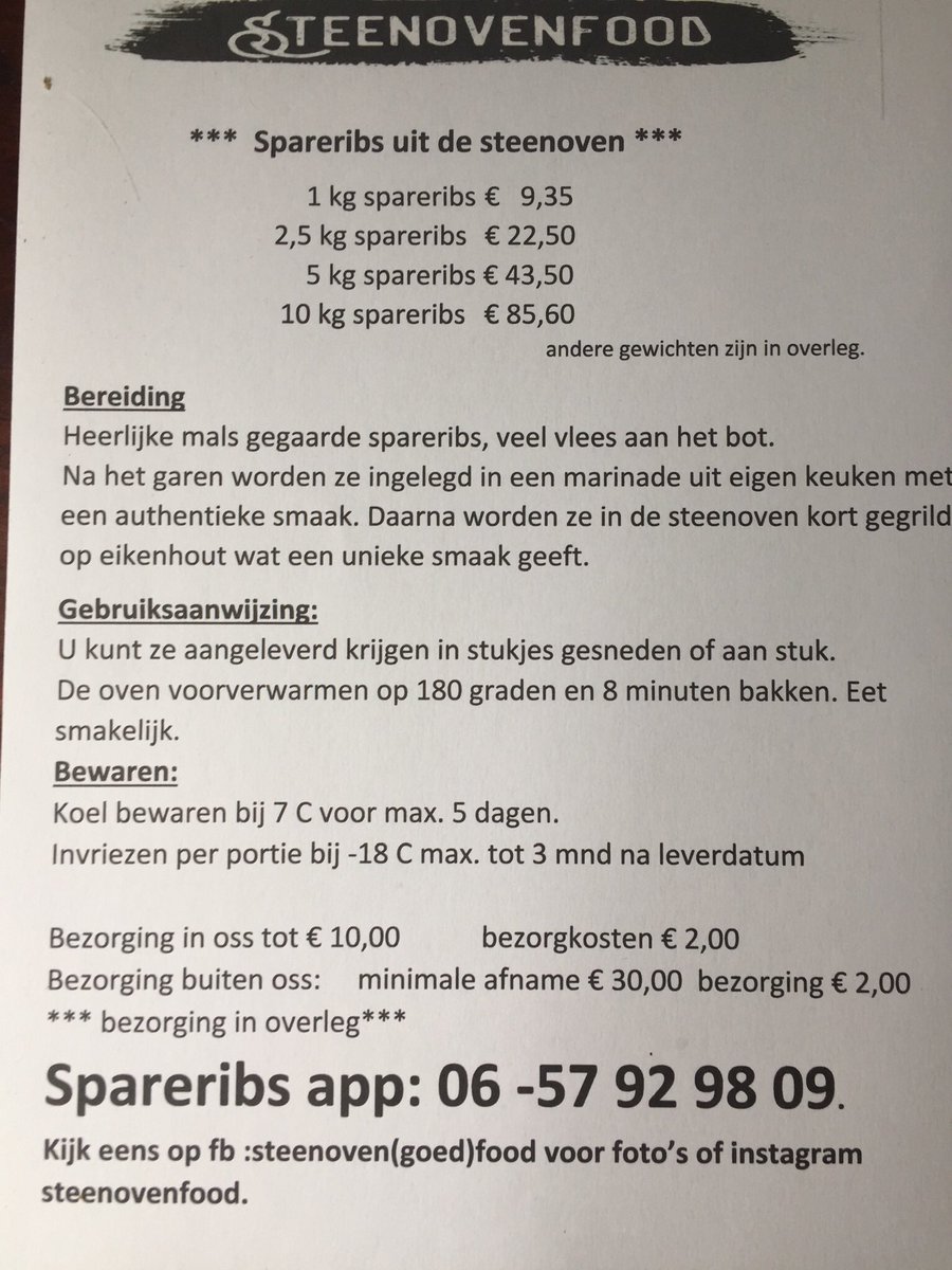 Heerlijke spareribs bij u thuis of@op de zaak geleverd.