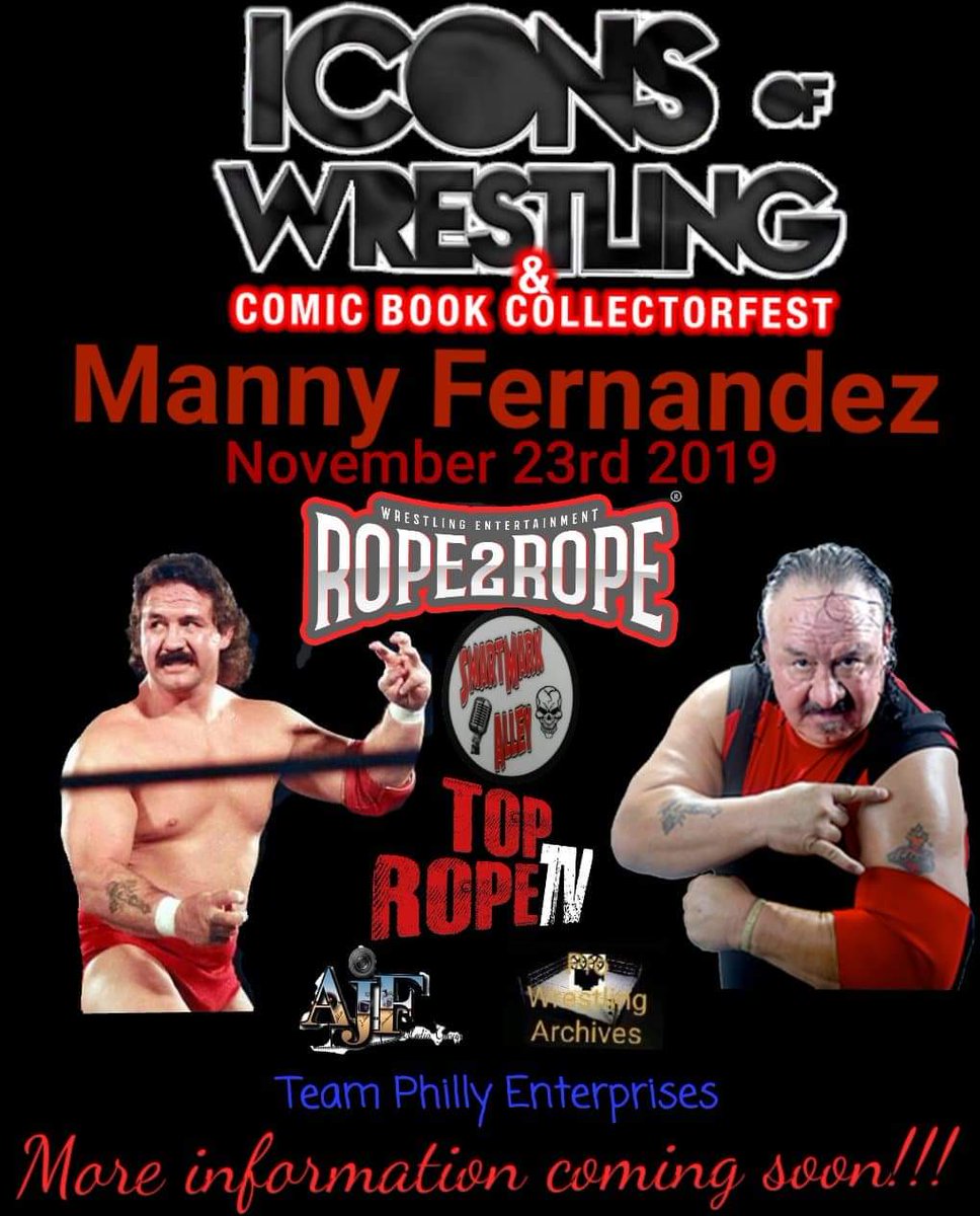 Rope2Rope Entertainment in conjunction with SmartMark Alley and Top Rope TV are proud to Announce our 1st Wrestler coming to Icons in November. He is non other than The Bull Manny Fernandez. Fernandez has tagged with the likes of Dusty Rhodes, Rick Rude and Hector Guerrero