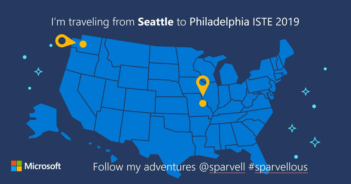 sparvell's tweet photo. Correction to my map. Next Friday I'm off to Philly @iste #ISTE2019 #microsoftedu @microsoft #incREIDable #Onederful @alicebonasio @Danayoub @ansonho @cathycavanaugh @bnholzapfel @BeckyKeene https://t.co/zKmEKEbfe1