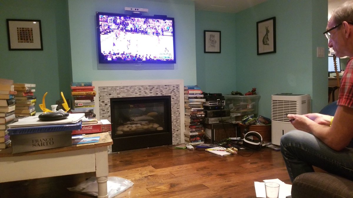 SarahALawless's tweet photo. Here's something I am learning after 17 years of marriage. It's really annoying to watch the @Raptors in the Finals with @RobEvans6 #stresslevelhigh #negativeenergy #optimistvspessimist https://t.co/dQq51pFdV3