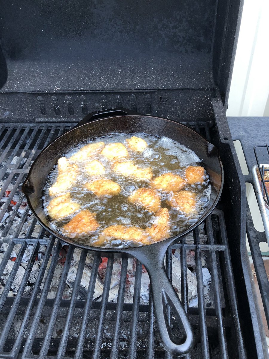 deweymoore9's tweet photo. @Kent_Rollins thinking of you while I am frying fresh walleye over open coals in my lodge cast iron skillet. https://t.co/81G8c78Iqk