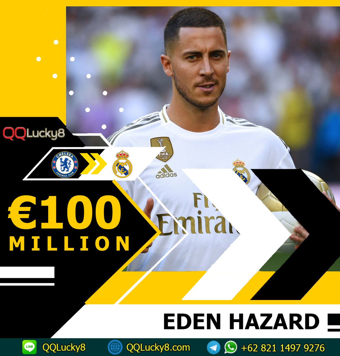 luckyeightscore's tweet photo. Eden Hazard - Real Madrid
https://t.co/LRjer87DFa
#QQLucky8 #bandarbola #livecasino #pokeronline #tembakikan #judionline #welcomebonus #bonusnextdeposit #livescore #slot #poker #keno #judibola #extrabonus #welcomecashback #togel #EdenHazard #RealMadrid #JumatBerkah #instagramdown https://t.co/CBScSntvZV