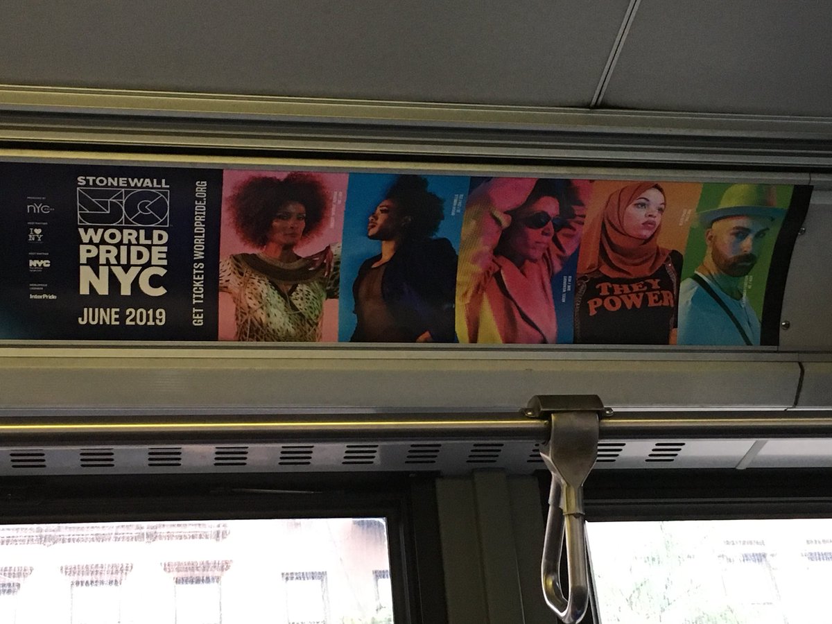 MASHFanficChick's tweet photo. So cool seeing @BlairImani’s @NYCPride posters all over the NYC @MTA buses &amp; subways! #TheyPower #Stonewall50 https://t.co/TX7EDQbyDL