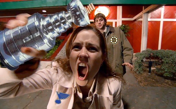 RaMill's tweet image. Thus far, my favorite remake I’ve seen yet. @StLouisBlues @jennafischer @johnkrasinski  #StanleyCupChampions2019