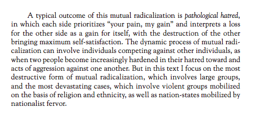 6. Excepts from "Mutual Radicalization: How Groups and Nations Drive Each Other to Extremes” by Fathali M. Moghaddam, Professor of Psychology at Georgetown University.  http://fathalimoghaddam.com/&nbsp; https://www.apa.org/pubs/books/4318154
