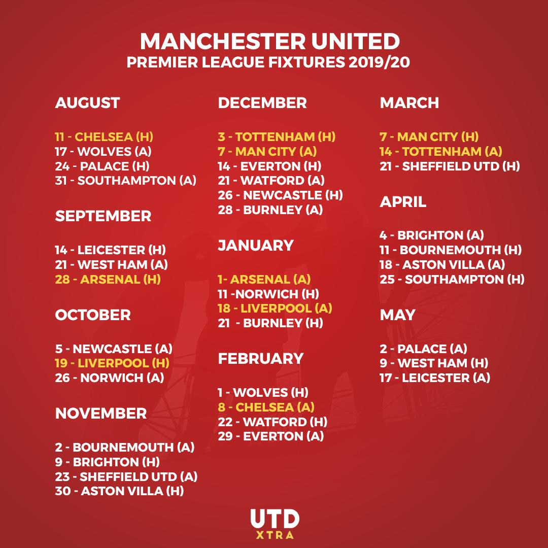 Jadwal <a href="/ManUtd/">Manchester United</a> di ajang Premier League musim 2019/2020.

#fixtures #manchesterunited #ManUtd #mufc #PremierLeague