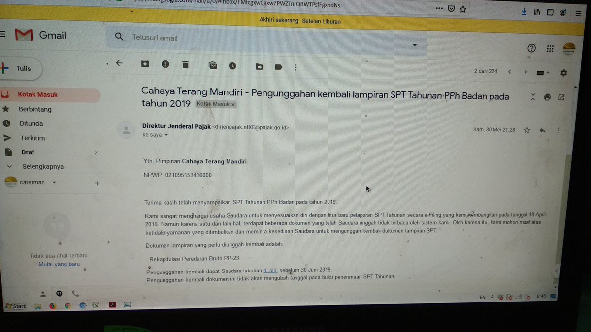 LavenderSari's tweet photo. @kring_pajak    

Pagi min saya dapat email dari pajak itu beneran gak sih.soal ny ada yg  pernah dapet takut ny pas di buka ada virus ny. https://t.co/7qAsCbmSfp