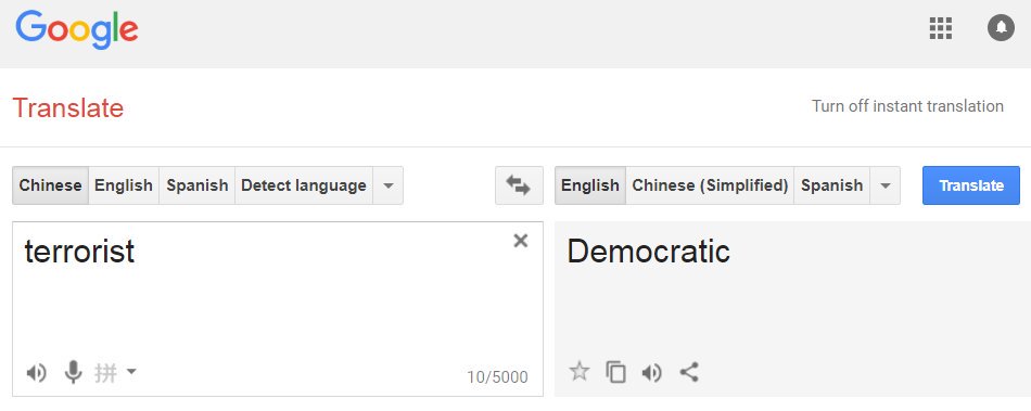 Google translate english to chinese simplified