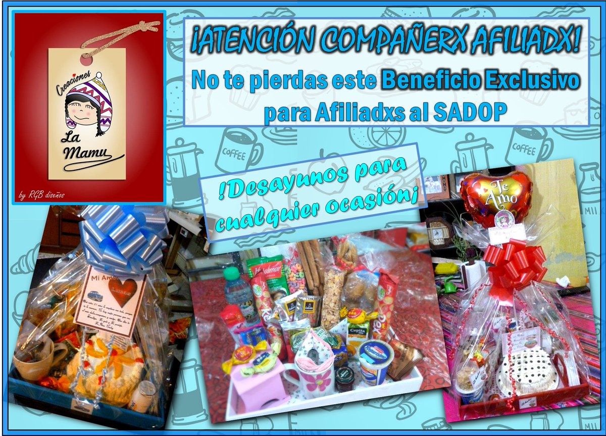 SadopLomas's tweet photo. Compañerx Docente, no te pierdas esta oportunidad para lxs afiliadxs al SADOP ¡Desayunos para cualquier ocasión! Realizá tu pedido a #LaMamu y aprovechá las promociones y descuentos para vos exhibiendo tu carnet 💳 para acceder este beneficio.
https://t.co/IXeOzqNwAK https://t.co/ZsqwSok2l7