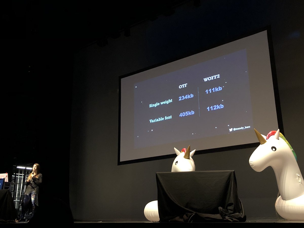 TIL variable font can have minimal performance impacts for a lot more fun 😎 <a href="/Mandy_Kerr/">Mandy Michael</a> <a href="/jsconfasia/">JSConf.Asia</a> #jsconfasia