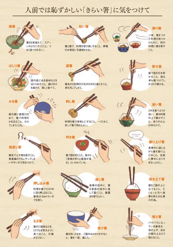 人前では恥ずかしいお箸の使い方・・・知らずにしている人は気をつけて！