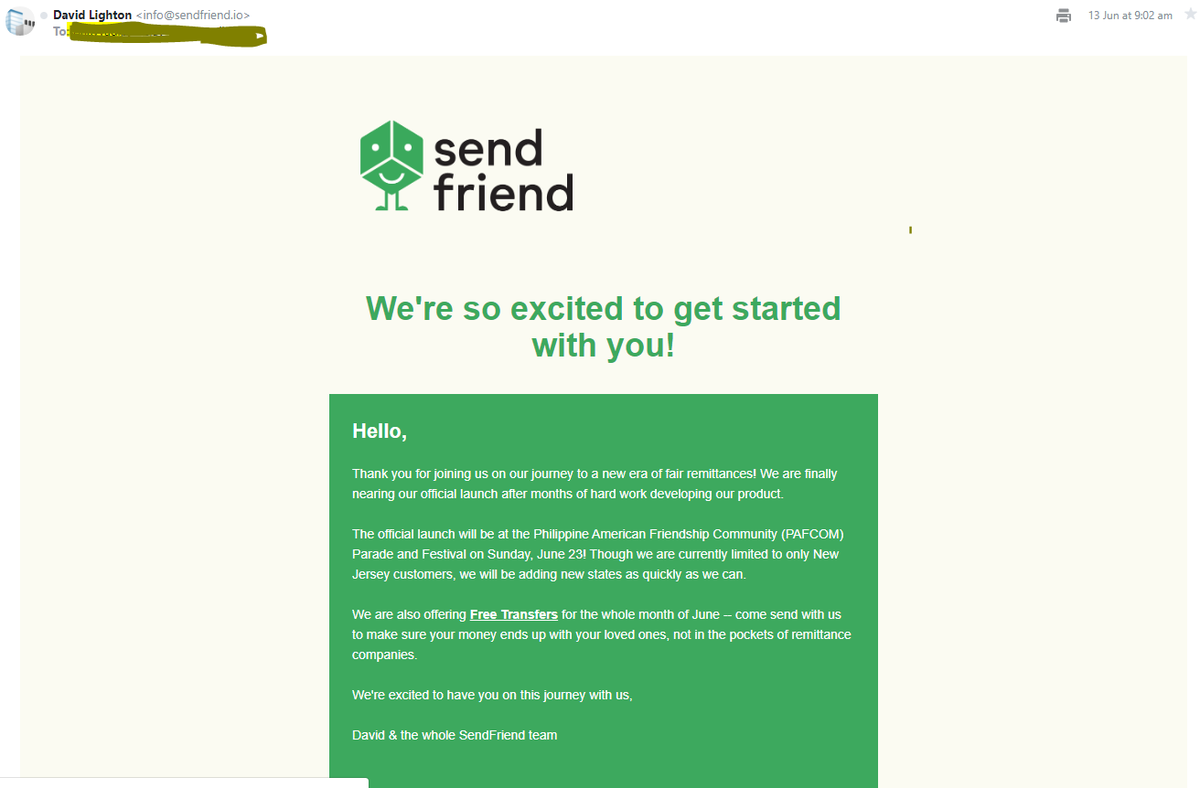 selfishinvestor's tweet photo. リップルのXpringプロジェクトがが出資しているSendfriend社の送金サービス開始が6/23に正式に決まったみたいですね。手数料を6月は無料にするらしい。コスト安いから実現可能なんだろうね。案外一気に広まるかも。 

Xpringが出資した企業でxrpの実需が推進されるのは今回が初めてだな。
#xRapid https://t.co/Smbwg85sMG