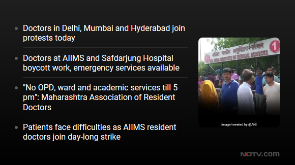 ndtv's tweet photo. Doctors across the country are supporting the junior doctors'strike in West Bengal after an intern at NRS Medical College and Hospital was assaulted. 

Kolkata Mayor's daughter, a doctor herself, has strongly criticised Mamata Banerjee.

Read here https://t.co/F0dL0N4FCI https://t.co/lrQVDbnrCR
