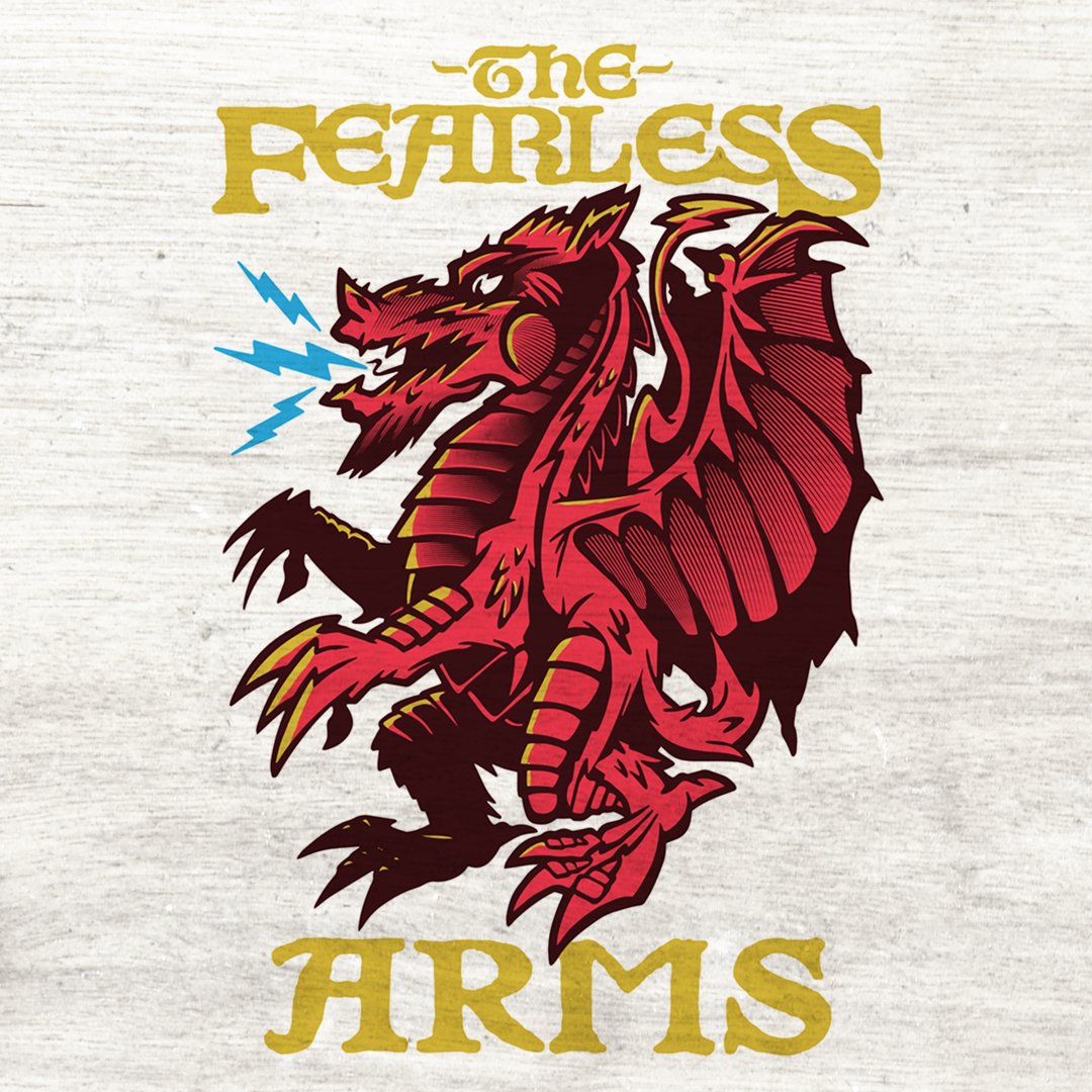 TrashbagGhost's tweet photo. From pencil and paper to olde English pub was a fun project to be a part of. Fearless Records creative pop-up pub installation in England. Hope all who got a chance to visit "The Fearless Arms" had a great time! 🇬🇧🐉

Sign 📷: @fraserkerrphoto 
Pub Front 📷: @stymiesi https://t.co/xxzEWUzs7L