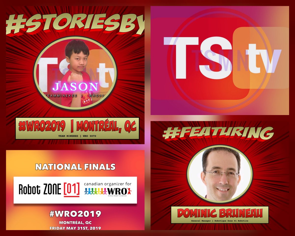 TSMN_studios's tweet photo. #TStv #RemoteReports #TBT feat @TeamMineKee and #StoriesbyJason @WROOfficial @RobotiqueZone01 #WRO2019 #NationalFinals event #Montréal speaking w/ @DominicBruneau Gen. Mgr. at Robotique Zone 01 Robotics. TY Jason & Dominic! #StoriesbyStudents VIDEO: https://t.co/rc6vXMtgFR https://t.co/wjMJq5aaIq