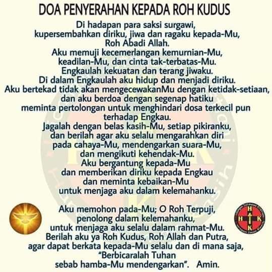 JostKoko's tweet photo. Novena Roh Kudus
Veni sancte spiritu..
#Hari8
ROH TAKUT AKAN ALLAH..
Datanglah, ya Roh Takut akan Allah, ajarlah kami untuk takut dan tunduk kepada-Mu di mana pun kami berada; tegakkanlah kami agar selalu berusaha melakukan hal-hal yang berkanan kepada-Mu.. https://t.co/cfUNnO3Si6