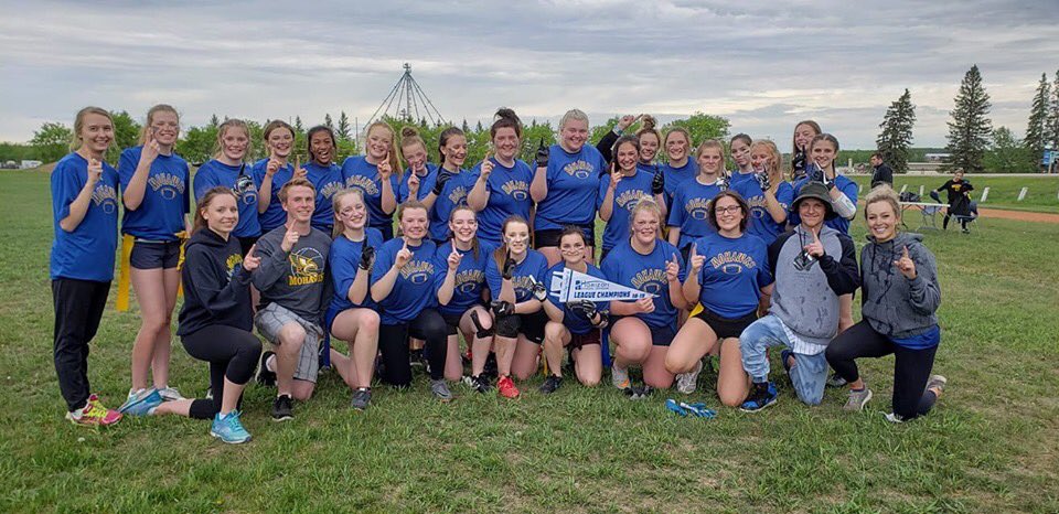HCIMOHAWKS's tweet photo. Congratulations to our girls flag football team for winning the league championship today in St. Brieux! #gomohawks #wemisstylerbieber #HumboldtStrong #thisonesforbiebs https://t.co/ivVbcRqY7v