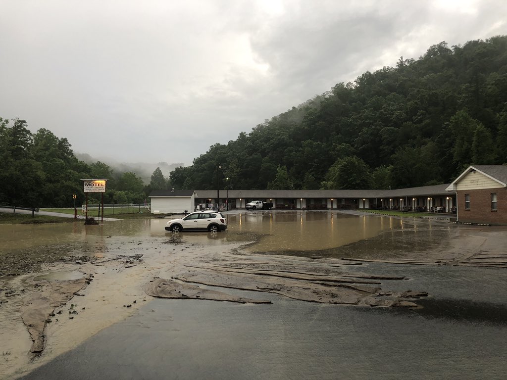 This is the view from Little Abners motel in Powell County. The flash floods filled the parking lot with water, but everyone staying at the motel is okay. <a href="/LEX18News/">LEX 18 News</a>