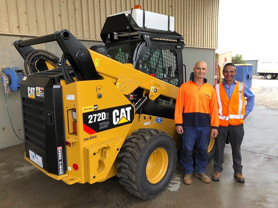 WilliamAdamsCAT's tweet photo. Neil Keerman and his son Adam from Rangedale Drainage Services are now the proud owners of a Cat 272D2 XHP Skid Steer Loader equipped with a Cat PC306B Cold Planer Work Tool.

Thank you for choosing Cat!

#johnbabs https://t.co/o1U3YNJD9N