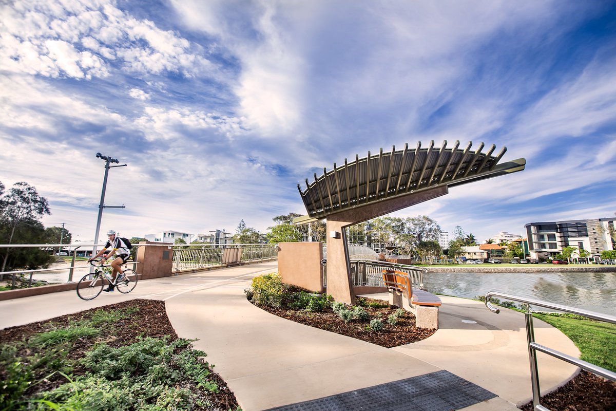 placedesigngrp's tweet photo. New project live on the website! Mooloolaba Walk &amp; Ride Bridge 
As lead consultants, Place Design Group was responsible for the arch and curvature of the 5m wide and 66m long bridge along with the layout of the adjoining pathways and parklands. 
https://t.co/GVjrxn5YQy
#design https://t.co/86Uxk1wZIl