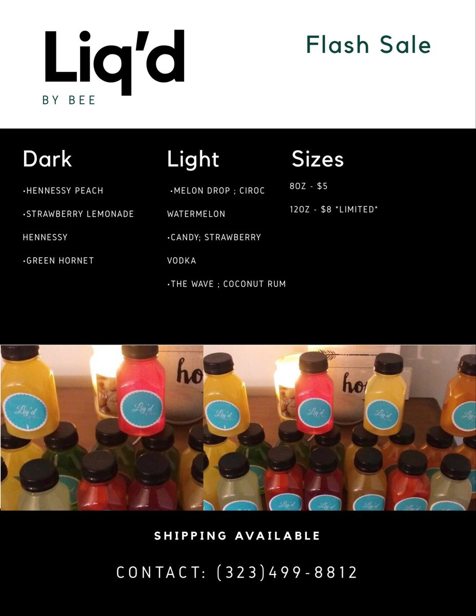 LiqdByBee's tweet photo. #FlashSale #Turnup #shipping https://t.co/fyUv83Nx3l