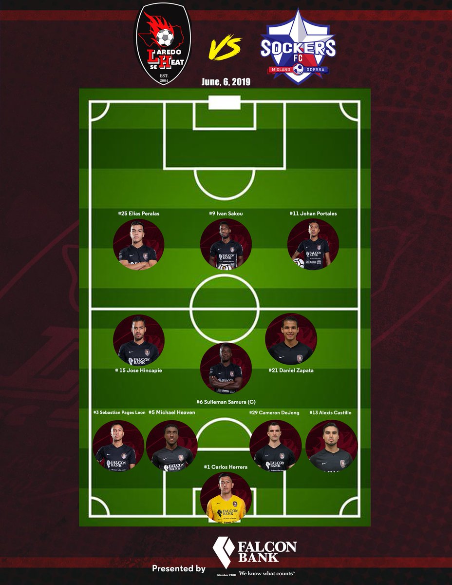 LaredoHeatSC's tweet photo. Here are Tonight’s First XI for your Laredo Heat SC vs @SockersFC09
@NPSLSoccer #LoneStarConference
Heat SC (3-1-0, 9 Points)
Sockers FC (3-0-1, 10 Points)
Is this a big game early in the season?
#YouBetchya
#TexasFutbol
❤️⚽️ https://t.co/karWMsaOE6