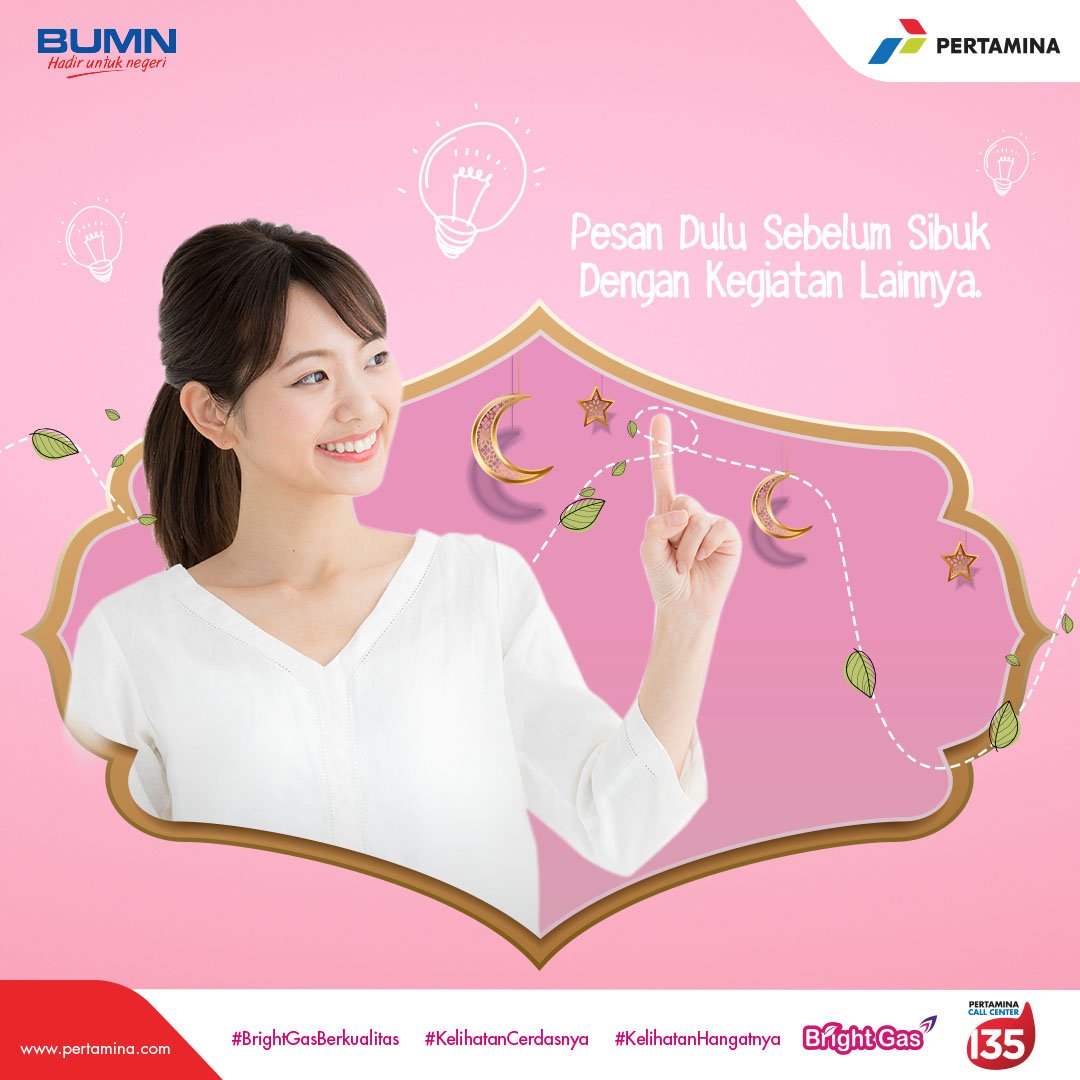 brightgas_LPG's tweet photo. Di hari raya Idul Fitri,  jika
kehabisan Gas saat sedang asik memasak, kamu bisa pesan dengan beberapa
cara, lho. Pesan langsung disini :

1. Outlet Indomaret/www.klikindomaret.com
2. Bright Home Service
3. Contact Pertamina 135

#BrightGasBerkualitas #KelihatanCerdasnya https://t.co/1x2c9wQgD8