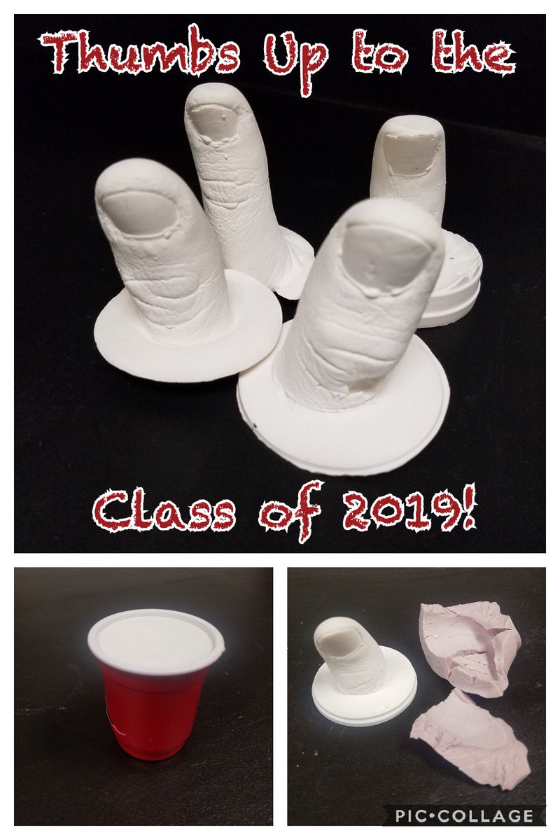 Updegraff_ERHS's tweet photo. Last lab of the year for #ERHSForensics was a casting/impression lab. Ss made molds and cast a Thumbs Up to celebrate the end of 2018-2019. #ERHS #ERHSScience #ERHSTWEETS https://t.co/Abc6IrSr0S