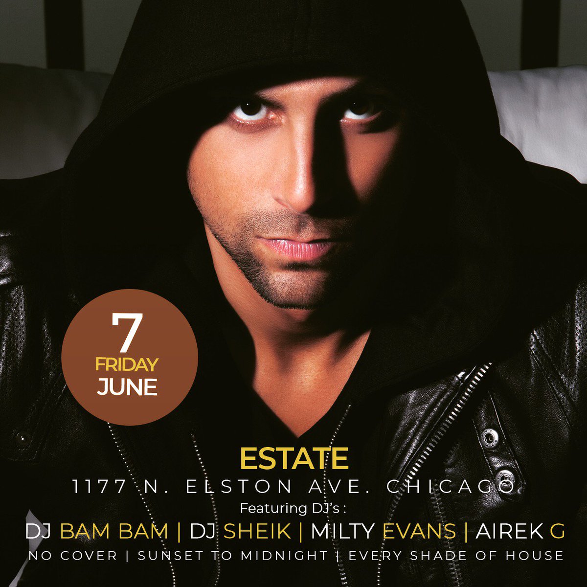 Hey Chicago, I’m baaaack!! Join me tomorrow, Friday June 7th <a href="/estateultrabar/">Estate</a> with the homies <a href="/djsheik/">Dj Sheik</a> <a href="/MiltyEvans/">Milty Evans</a> &amp; Airek G as we lay down all shades of house from sunset to midnight!